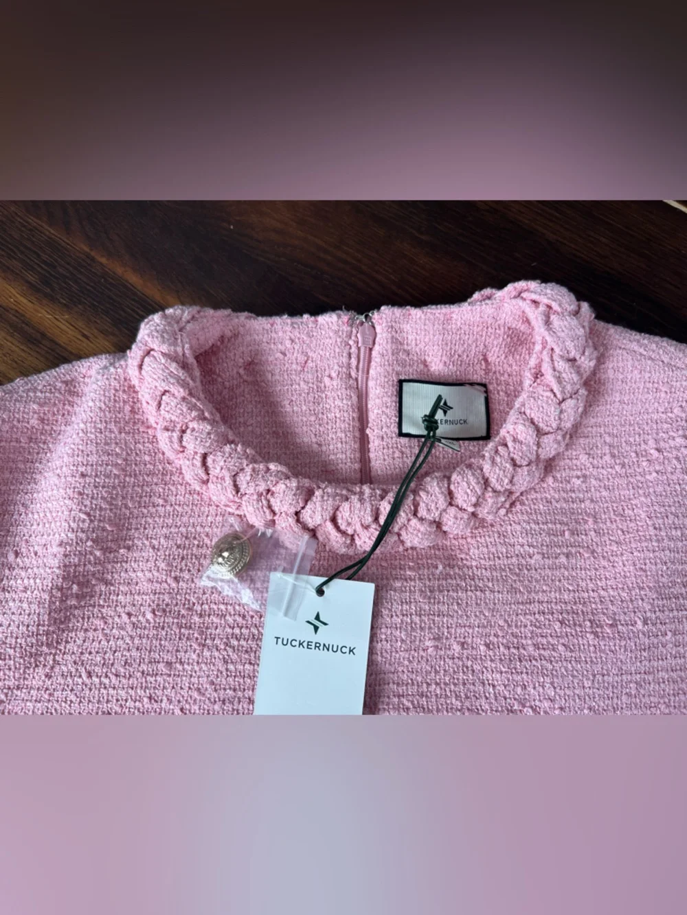 Tuckernuck NWT** Blossom Pink Tweed Jackie Dress Women’s XXXL Short Sleeve Chic - Picture 5 of 16